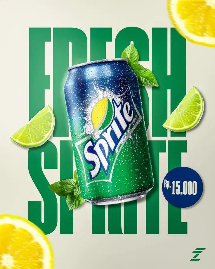 Creative beverage social media ad poster for Sprite designed by Best Digital Marketing Specialist in Kannur.