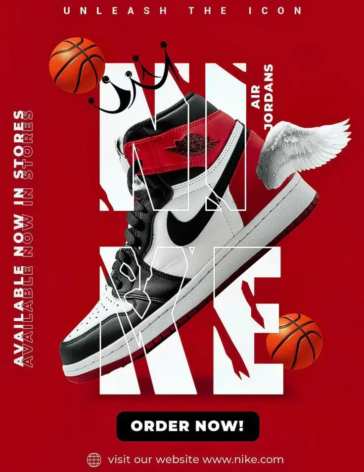 Creative Nike Air Jordan shoe advertisement campaign poster designed by Digital Marketing Specialist in Calicut, Kochi, Kerala.